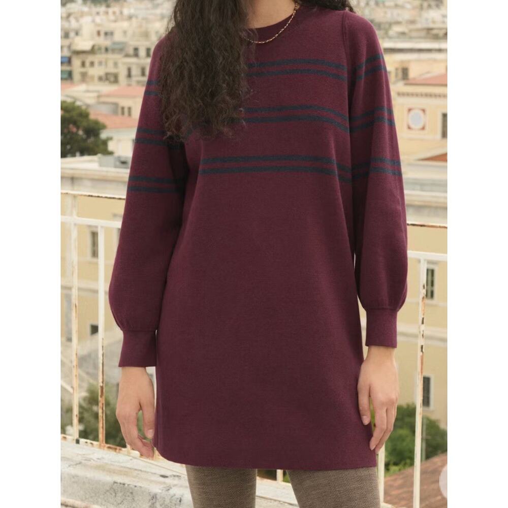 Wrap London US‎ 12 Organic Cotton Striped Sweater Dress